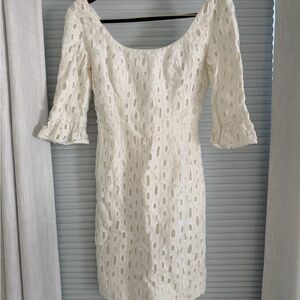 Catherine Regehr Creamy White Eyelet Mid Sleeve Dress